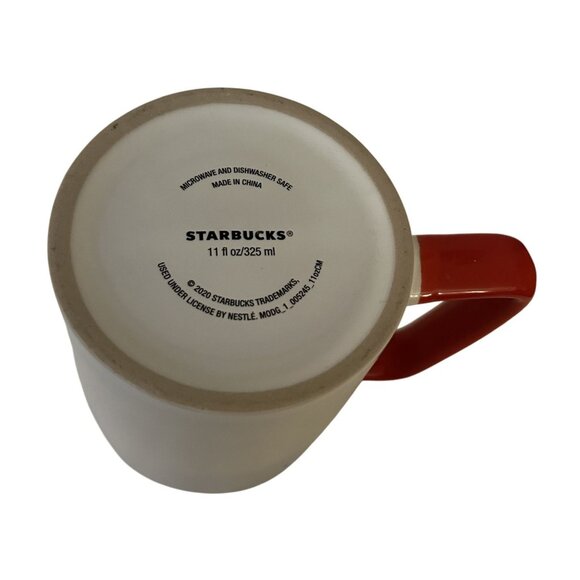 Starbucks Holiday Mug White W/ Red Handle & Green Siren Logo 2020 11oz Festive S - Picture 4 of 4